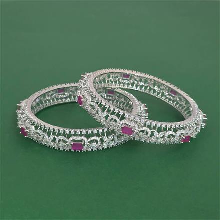 Cubic Zirconia Classic Bangles With Rhodium Plating