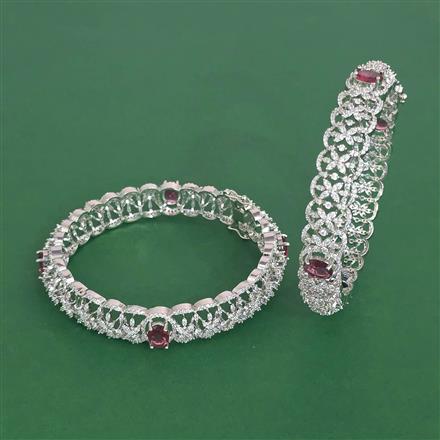 Cubic Zirconia Openable Bangles With Rhodium Plating