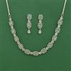 Cubic Zirconia Classic Necklace Set With Rhodium Plating