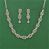 Cubic Zirconia Classic Necklace Set With Rhodium Plating