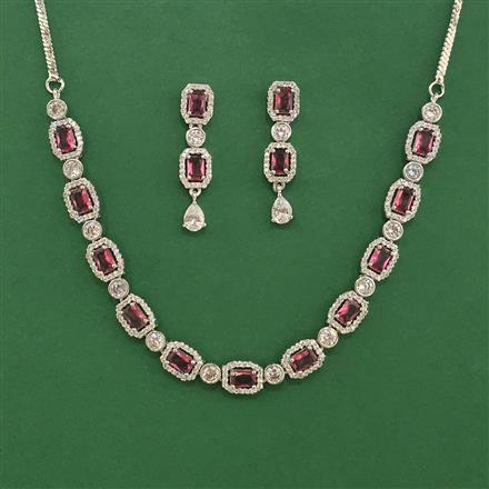Cubic Zirconia Classic Necklace Set With Rhodium Plating