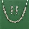 Cubic Zirconia Classic Necklace Set With Rhodium Plating