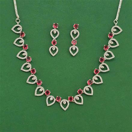 Cubic Zirconia Classic Necklace Set With Rhodium Plating