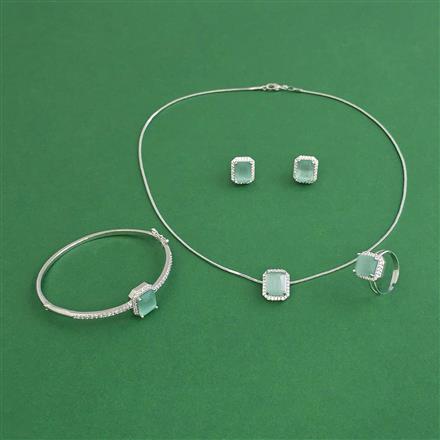 Cubic Zirconia Combo Pendant Set With Rhodium Plating