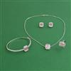 Cubic Zirconia Combo Pendant Set With Rhodium Plating