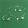 Cubic Zirconia Combo Pendant Set With Rhodium Plating