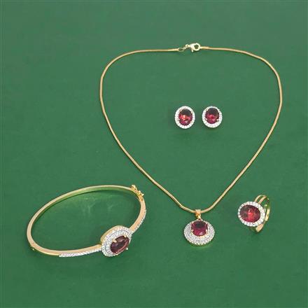 Cubic Zirconia Combo Pendant Set With 2 Tone Plating