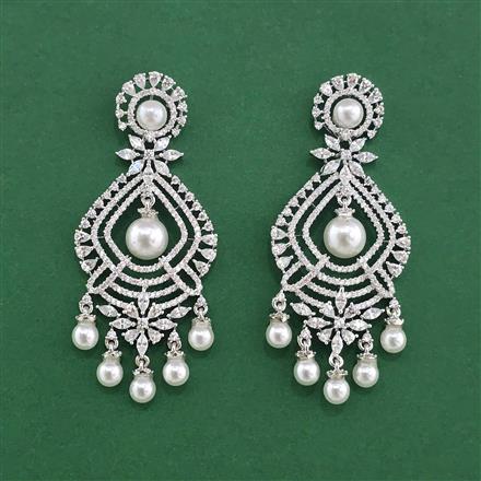 Cubic Zirconia Classic Earring With 2 Tone Rhodium Plating
