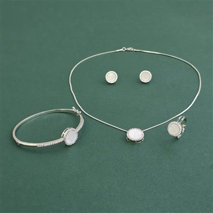 Cz Combo Pendant Set With 2 Tone Rhodium Plating