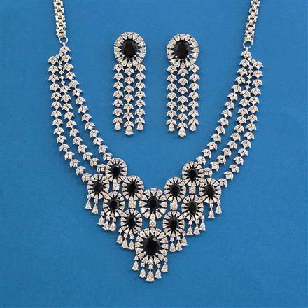 Cz 3 Line Necklace With Rhodium Plating