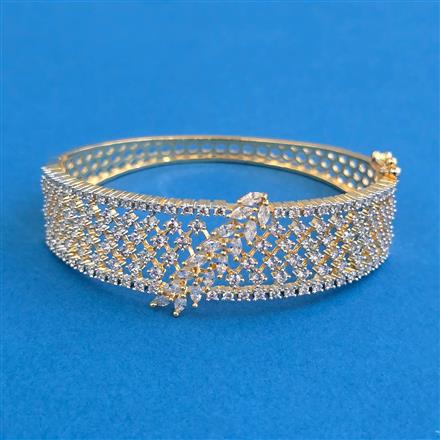 Cz Openable Kada With 2 Tone Rhodium Plating