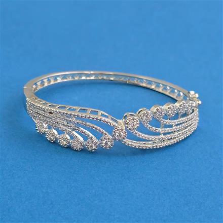 Cz Openable Kada With 2 Tone Rhodium Plating