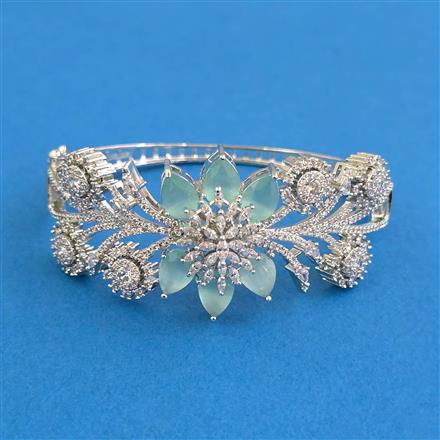 Cz Openable Kada With Rhodium Plating