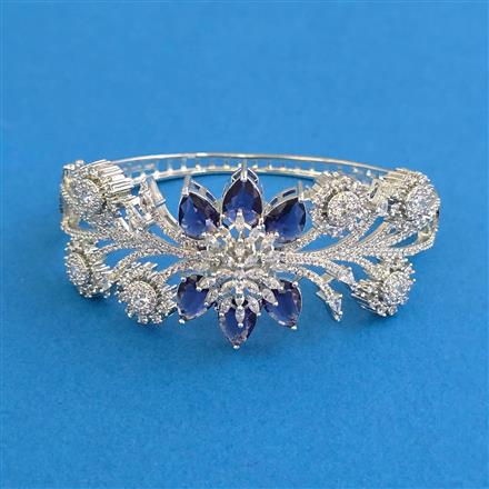 Cz Openable Kada With Rhodium Plating