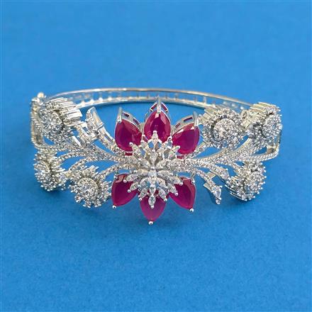 Cz Openable Kada With Rhodium Plating