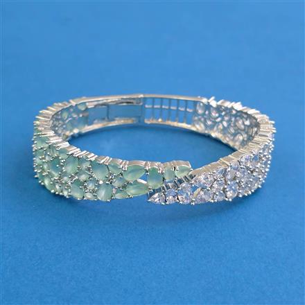 Cz Classic Kada With Rhodium Plating