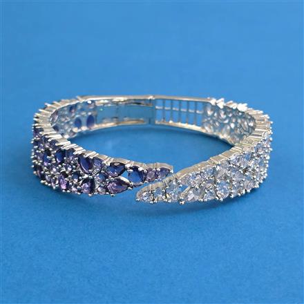 Cz Classic Kada With Rhodium Plating