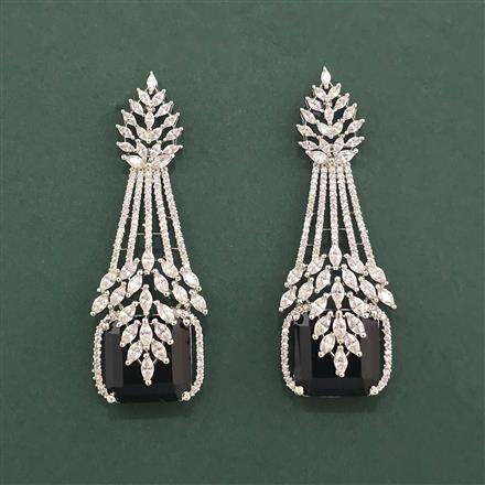 Cz Classic Earring With Rhodium Plating