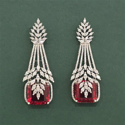 Cz Classic Earring With Rhodium Plating