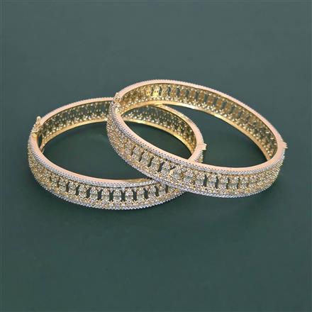 Cz Openable Bangles With 2 Tone Plating