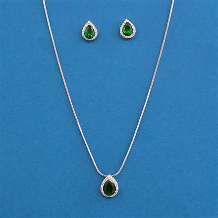 Cz Classic Pendant Set With Rhodium Plating