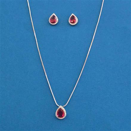 Cz Classic Pendant Set With Rhodium Plating