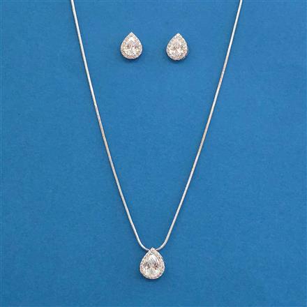 Cz Classic Pendant Set With Rhodium Plating