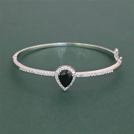 Cz Openable Kada With Rhodium Plating