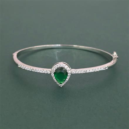 Cz Openable Kada With Rhodium Plating