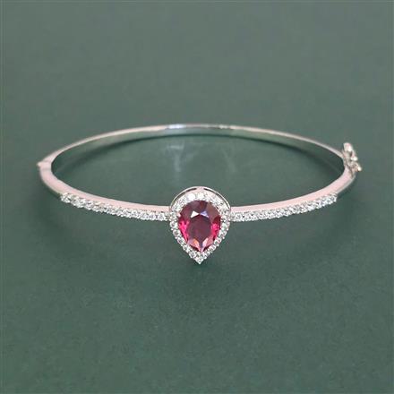 Cz Openable Kada With Rhodium Plating