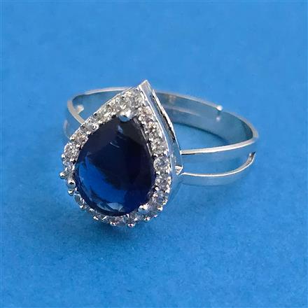 Cz Adjustable Ring With Rhodium Plating
