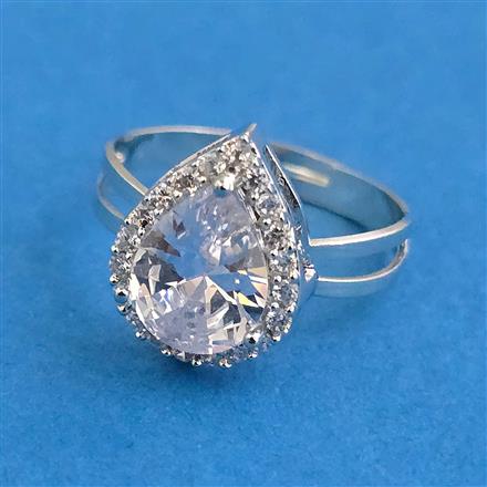 Cz Adjustable Ring With Rhodium Plating