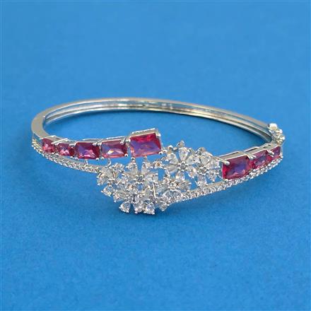 Cz Openable Kada With Rhodium Plating