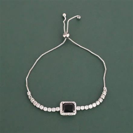 Cz Adjustable Bracelet With Rhodium Plating