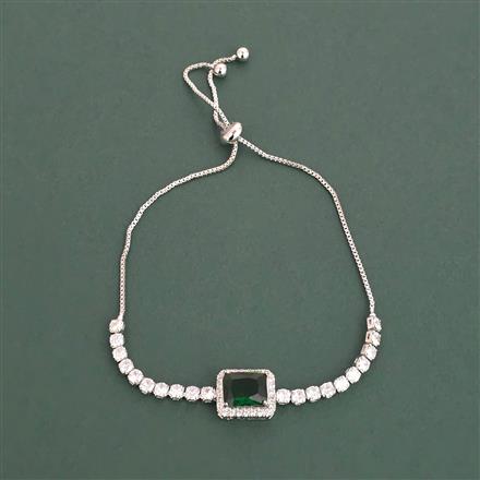 Cz Adjustable Bracelet With Rhodium Plating