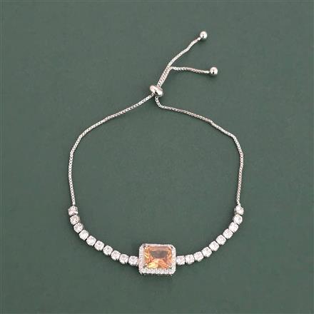 Cz Adjustable Bracelet With Rhodium Plating