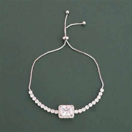 Cz Adjustable Bracelet With Rhodium Plating