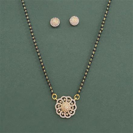 Cz Delicate Mangalsutra With 2 Tone Rhodium Plating