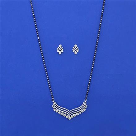 American Diamond Classic Mangalsutra with Rhodium Plating 2 Tone Plating