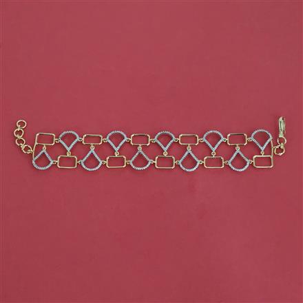 Cz Adjustable Bracelet With Mehndi 2 Tone Rhodium Plating