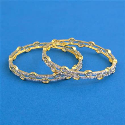 Cz Classic Bangles With 2 Tone Plating