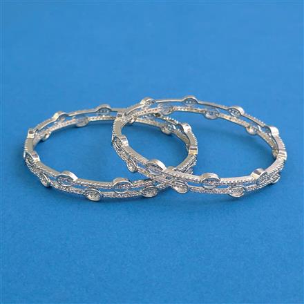 Cz Classic Bangles With Rhodium Plating