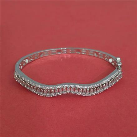 Cz Openable Kada With 2 Tone Rhodium Plating