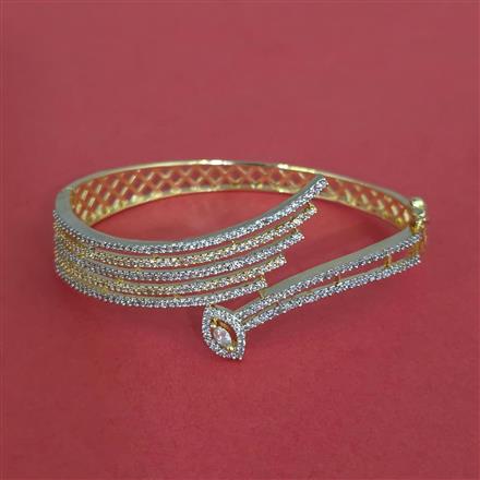Cz Openable Kada With Mehndi 2 Tone Rhodium Plating