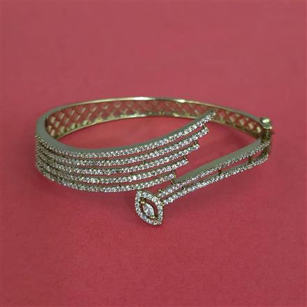 Cz Openable Kada With Mehndi 2 Tone Rhodium Plating