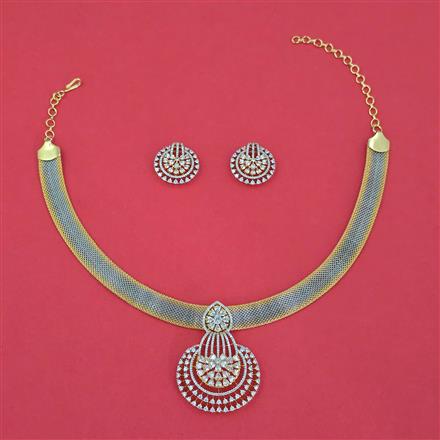 Cz Classic Pendant Set With 2 Tone Rhodium Plating