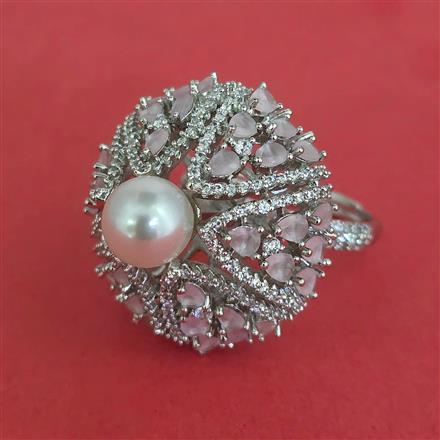 Cz Adjustable Ring With Rhodium Plating