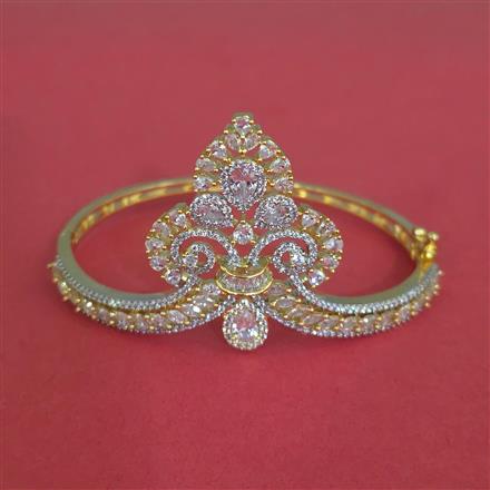 Cz Openable Kada With Mehndi 2 Tone Rhodium Plating