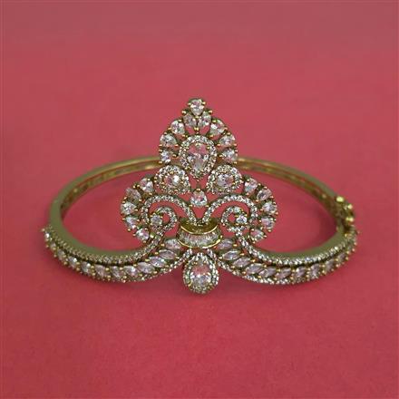 Cz Openable Kada With Mehndi 2 Tone Rhodium Plating