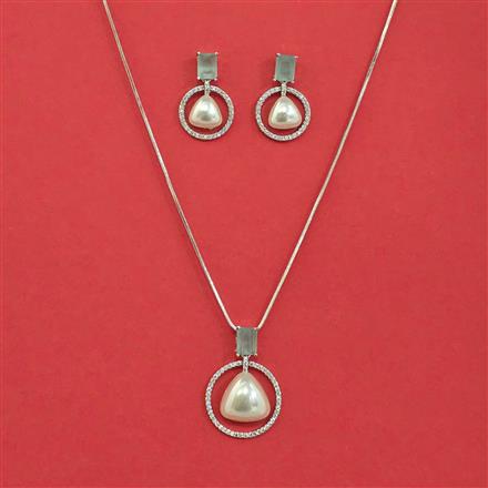 Cz Classic Pendant Set With Rhodium Plating